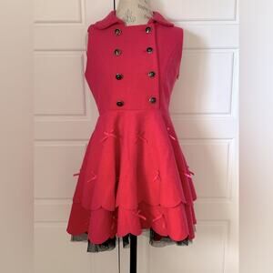 Sozoelegant cheap and chic wool blend pink sleeveless pea coat vest bows cosplay